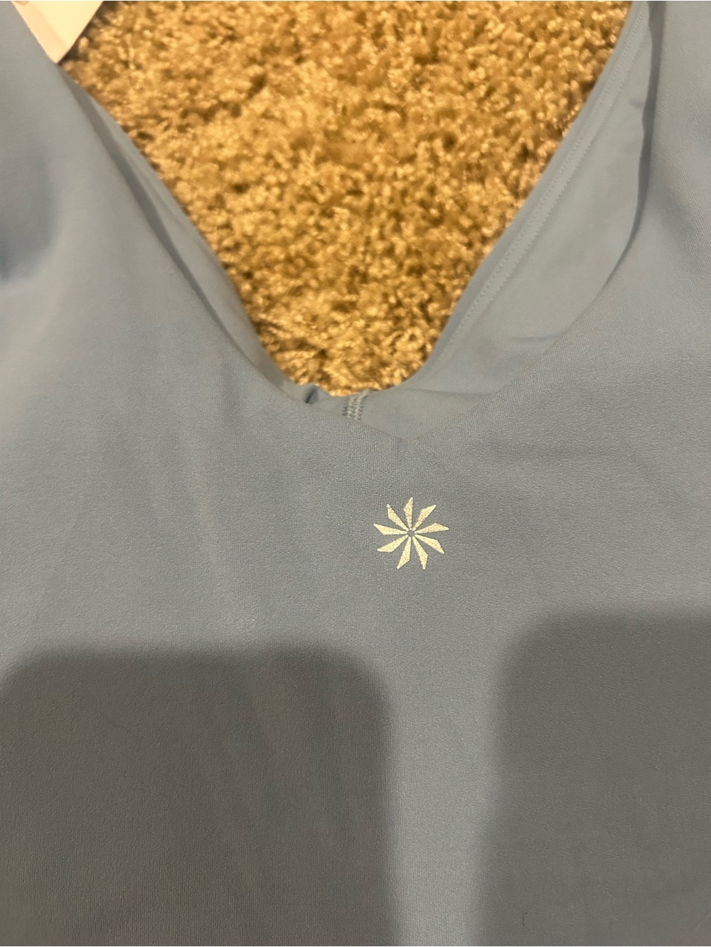 Athleta Light Blue V-Neck Cropped Tank with removable pads - Picture 4 of 5